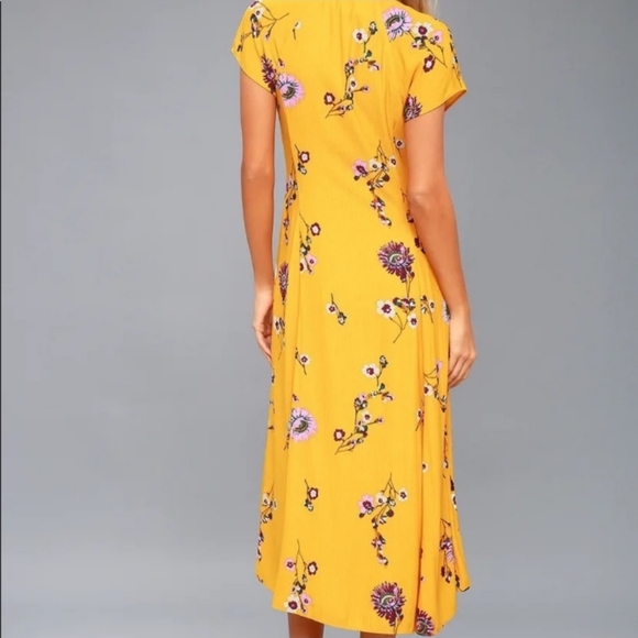 Free People Lost In You Yellow Floral Midi Dress Size M - Picture 2 of 7